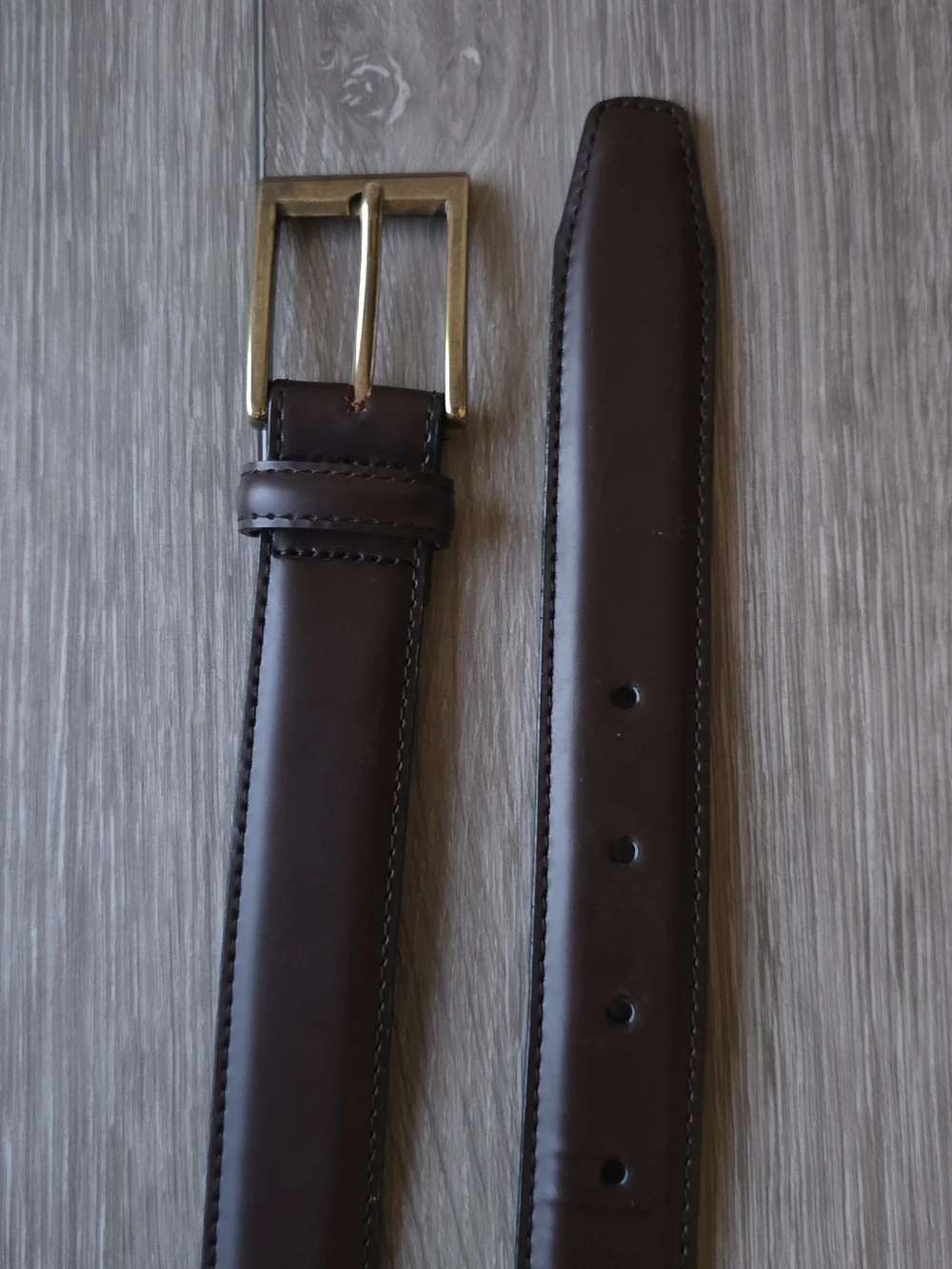 LL Bean Mens Belt Sz 38 Brown Full Grain Leather Brass Buckle Made USA